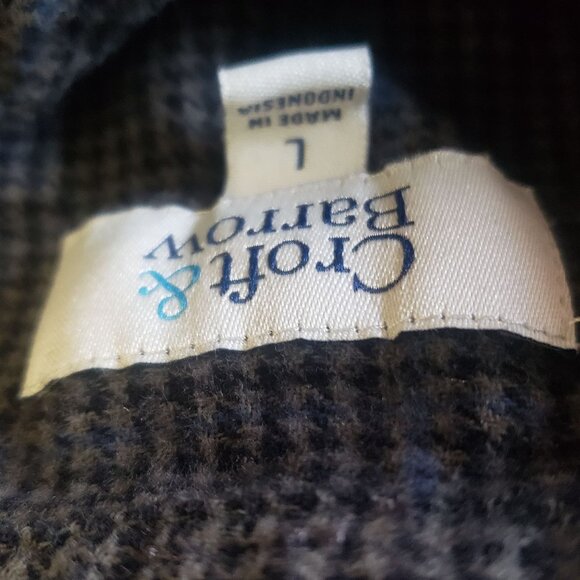 Croft & Barrow Mens Button‎ Down Flannel Shirt Size L Gray Plaid Casual Everyday - Picture 8 of 8